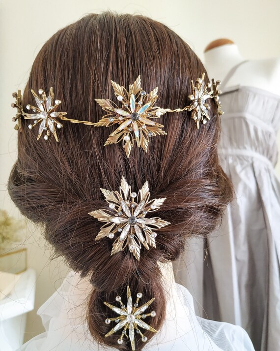 Celestial Bridal Hair Hoop Set for a Boho Evening Wedding  display picture 3
