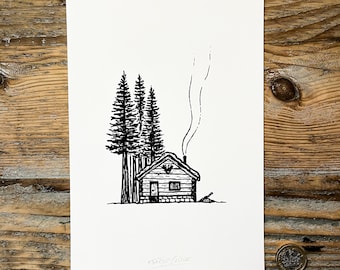 Cabin in the Woods - A5 Fine Art Print