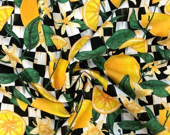 Lemon Tree Print Fabric: Waterproof Microfiber for Sewing & Upholstery