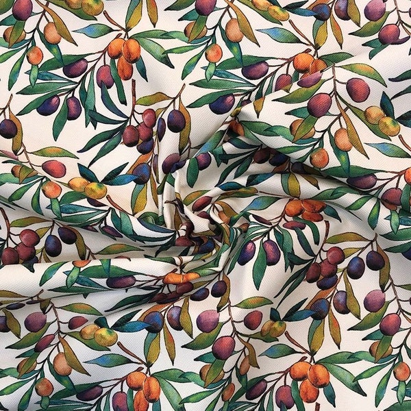 Olive Printed Fabric - Upholstery Material - Ideal for Home Decor, DIY Projects, Furniture - Unique Olive Design - High Quality