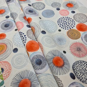 Modern Abstract Fabric, Colorful Circle Patterns for Quilting and Crafts, Contemporary Home Decor Textile, Artistic Sewing Material, Unique