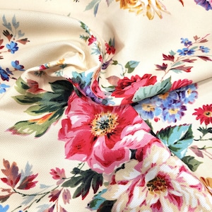 Floral Fabric by the Yard, Shabby Chic Flower Print Upholstery Material for Curtains, Home Decor, Tablecloths, and DIY Projects