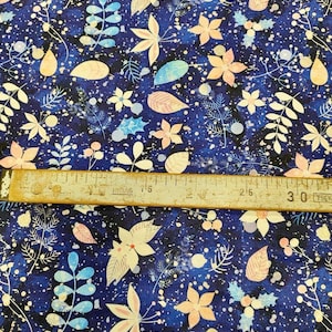Starry Night Floral Print Fabric for Sewing, Quilting, DIY Crafts & Home Decor | Celestial Botanical Pattern for Unique Projects