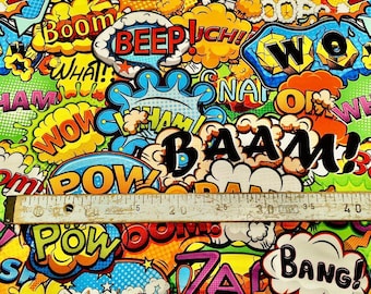 Comic Pop Art Fabric: Retro Superhero Boom Bang Zap - Waterproof Microfiber