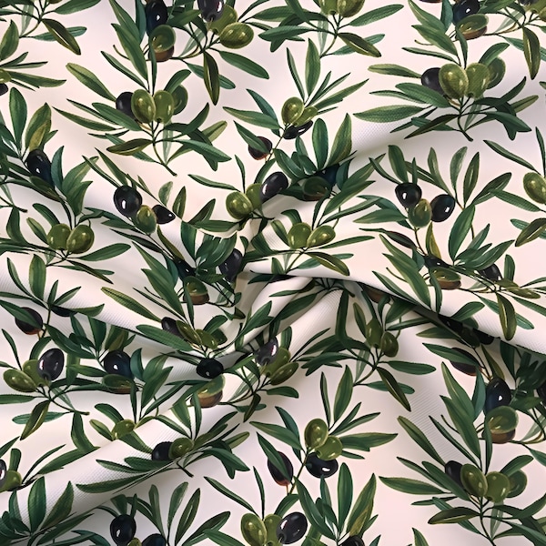 Olive Printed Fabric - Upholstery Material - Ideal for Home Decor, DIY Projects, Furniture - Unique Olive Design - High Quality
