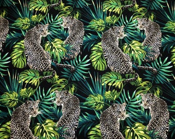 Leopard Jungle Print Fabric: Tropical Animal Polyester Microfiber