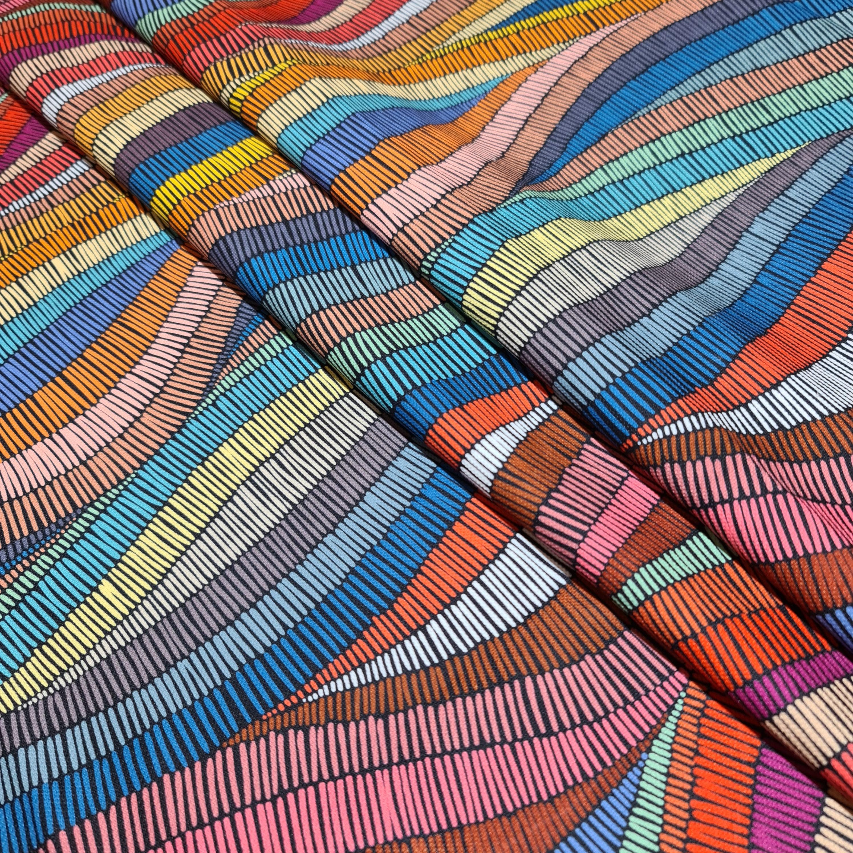Striped Microfiber Fabric: Vibrant Multicolor Upholstery Material