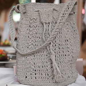 Borsa a secchiello in corda di carta fatta a mano - Ecologico, Boho Chic, accessorio estivo unico, perfetto per spiaggia, picnic e gite informali