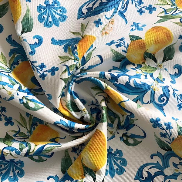 Lemon Tree Printed Fabric - Ideal for DIY Projects, Home Decor, Fashion - Vibrant Citrus Design - High Quality Material - Unique Textile