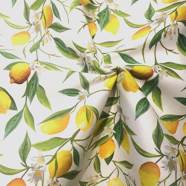 Lemon Tree Printed Fabric - Ideal for DIY Projects, Home Decor, Fashion - Vibrant Citrus Design - High Quality Material - Unique Textile