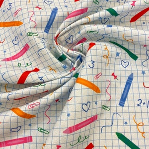 Crayon Print Upholstery Fabric: Modern DIY Home Decor Material