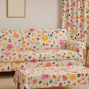 Colorful Floral Print Upholstery Craft Fabric for Curtains Tablecloths Pillows Chair Covering – Vibrant Decorative Flower Design