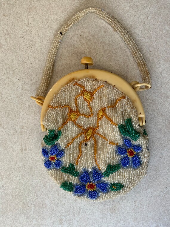 Antique 1920s Micro Beaded Purse Small Evening Ba… - image 3