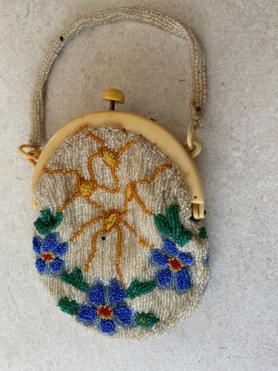 Antique 1920s Micro Beaded Purse Small Evening Ba… - image 5