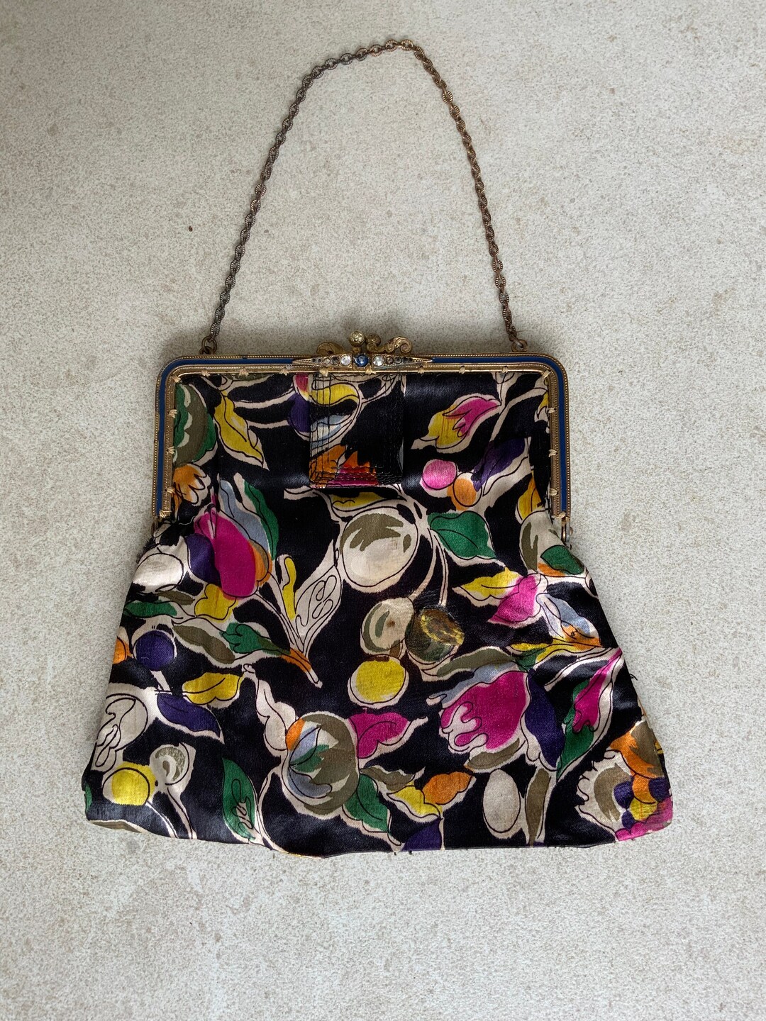 Hand Made to Order 1930s John-Fredericks Metallic Gold & Black Woven Evening Bag w Sequin Detailing