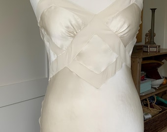 Alberta Ferretti Silk Charmeuse Slip Dress: Bias Cut, 1930s Style, Pale Cream S Bust 32 33