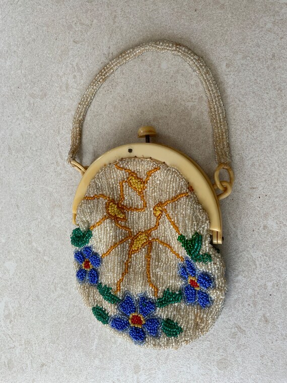 Antique 1920s Micro Beaded Purse Small Evening Ba… - image 4