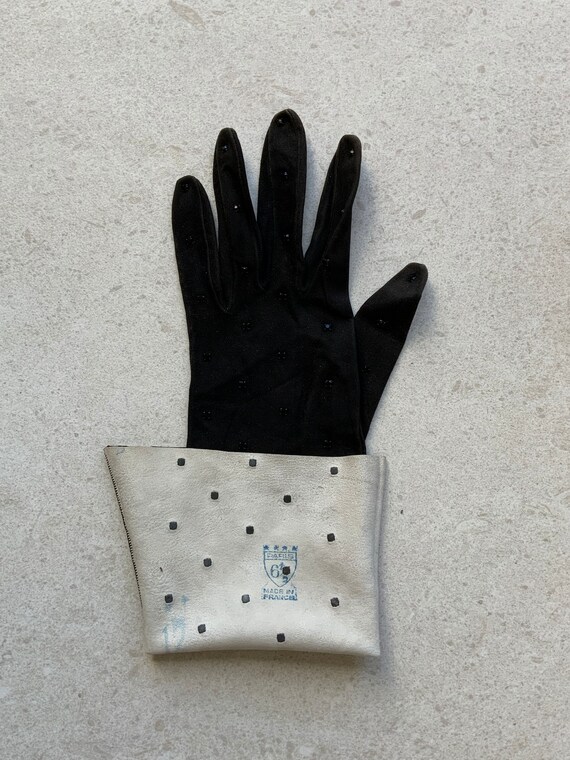 1940’s Evening  Gloves French  Black suede kidski… - image 3