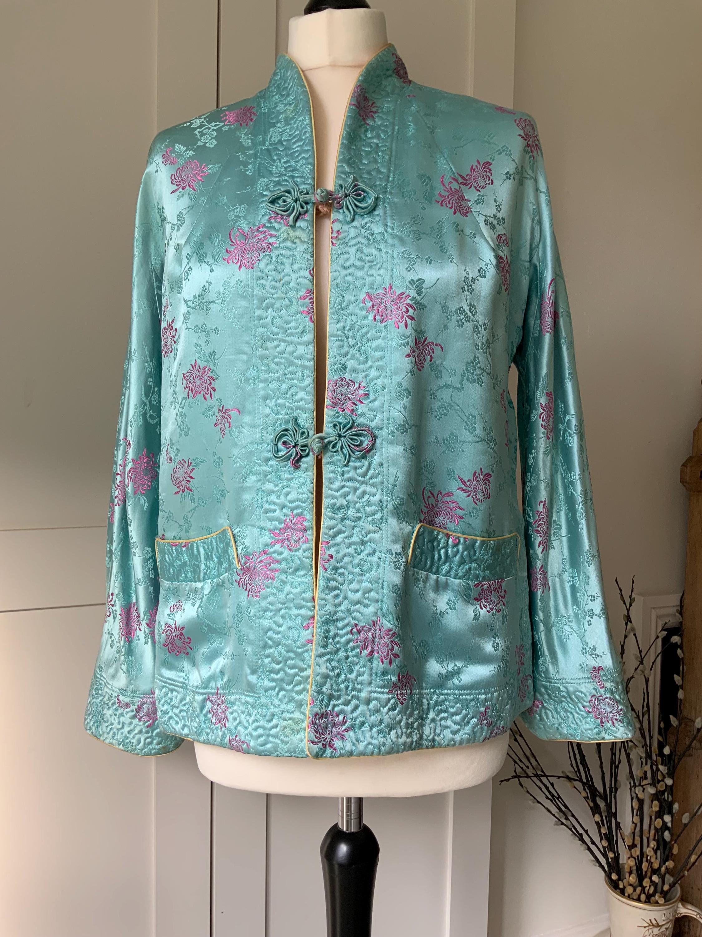 Vintage Chinese Silky Satin Brocade Reversible Padded Evening Jacket ...