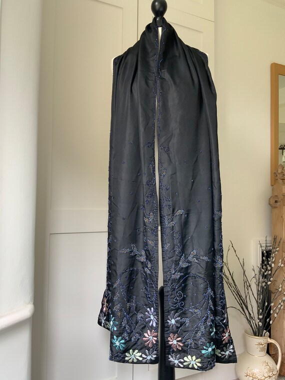 Original Vintage 1920s 1930s Black Silk Chiffon S… - image 2