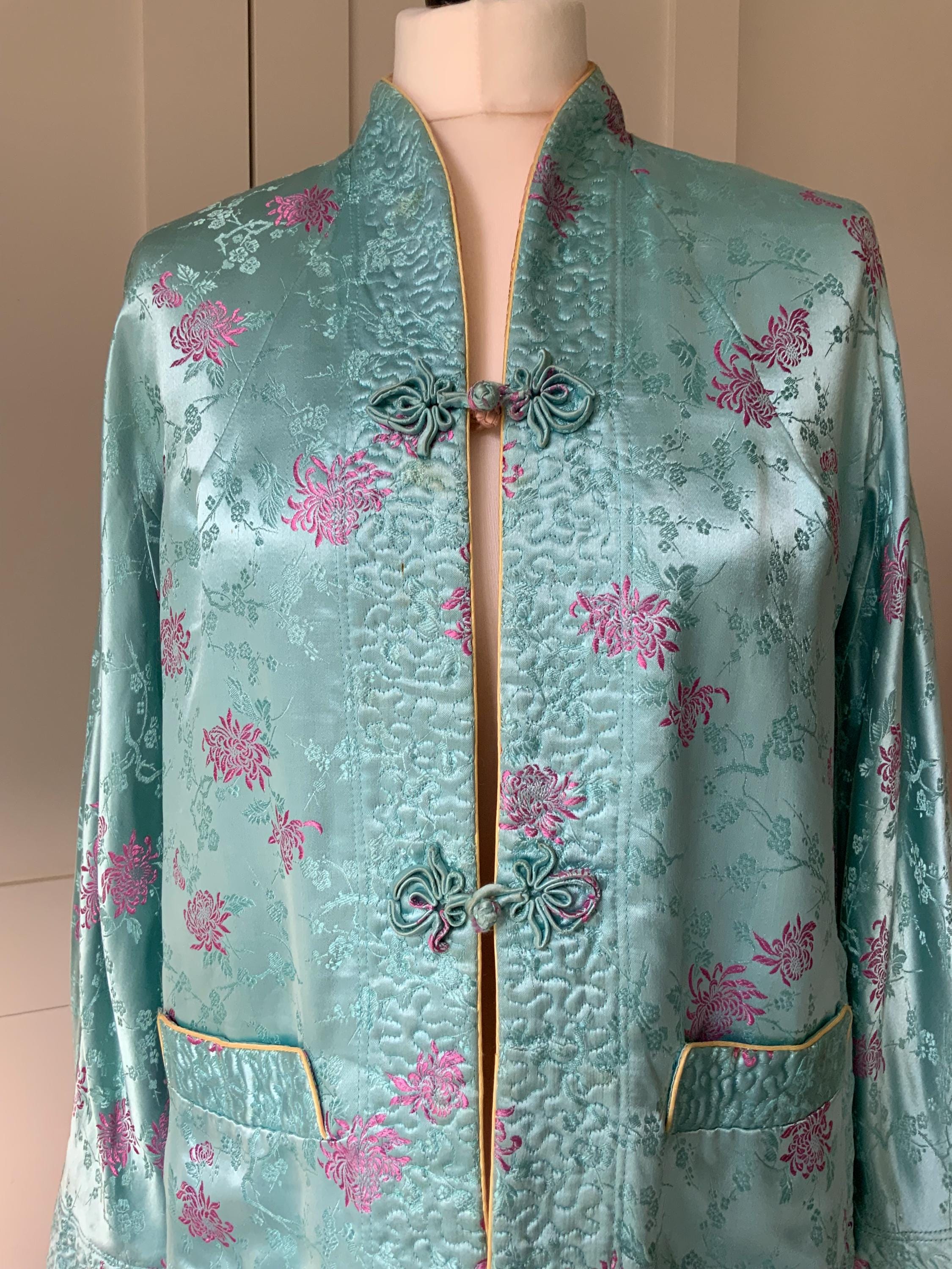 Vintage Chinese Silky Satin Brocade Reversible Padded Evening Jacket ...