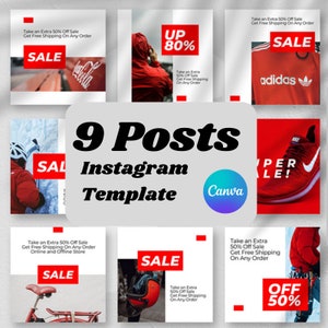 Instagram Templates redwhite, business Instagram Templates, Supersale Instagram Template, Commercial use, Red template, cool , sale template