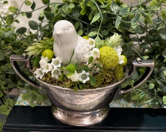 Vintage Gorham Silver Plate Bird Display Basket