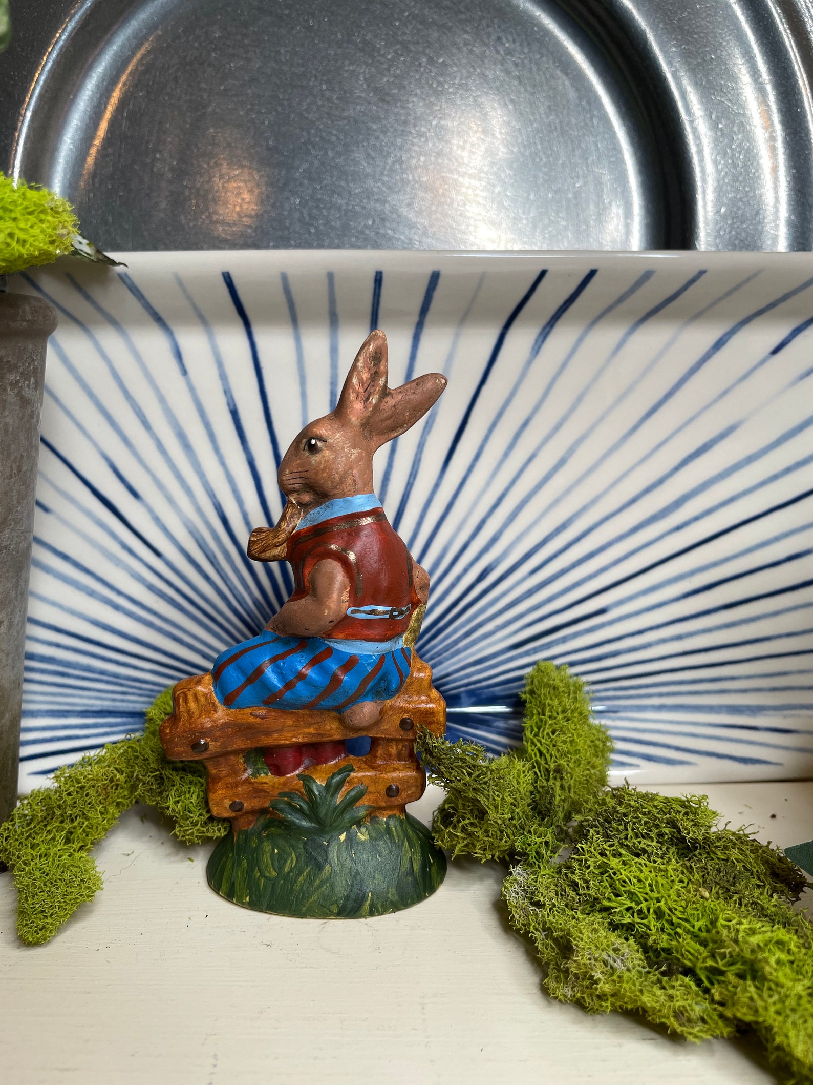 On the Fence. Chalkware Bunny/rabbit - Etsy