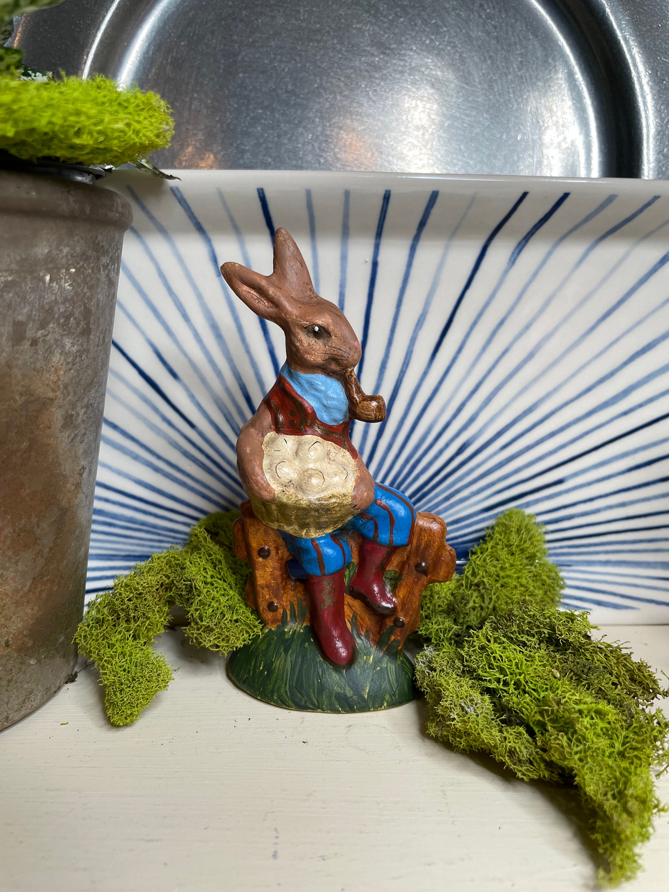On the Fence. Chalkware Bunny/rabbit - Etsy