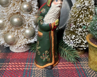 Cold Winter’s Night. Chalkware Santa Claus. Handcrafted USA