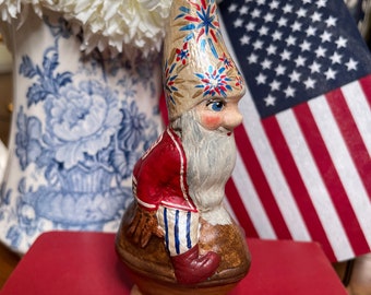 Cadet. 4” Patriotic Chalkware Elf