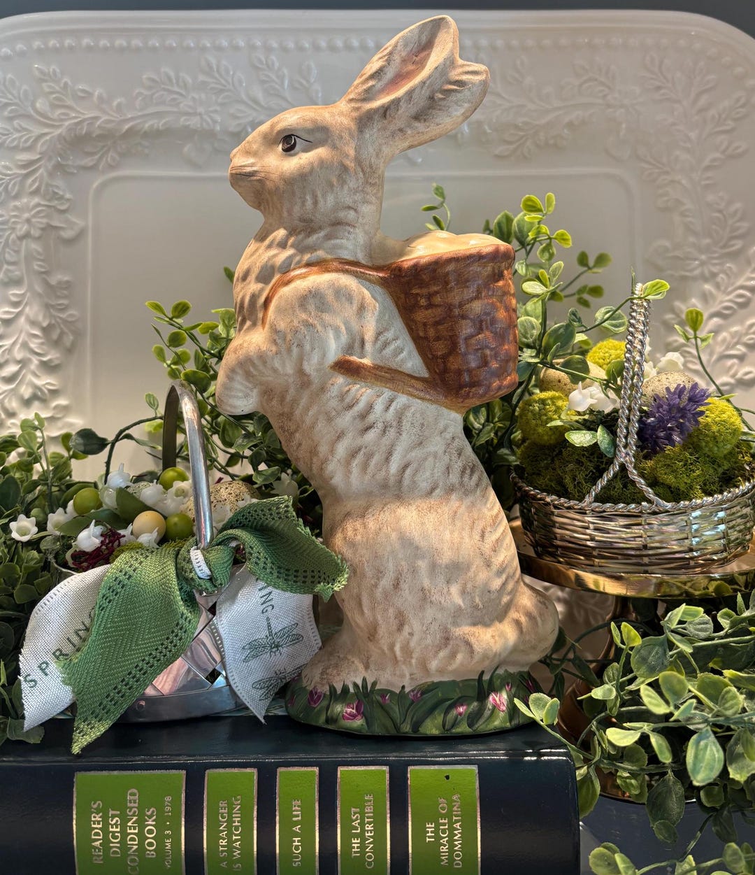 Springtime. Chalkware. Rabbit/bunny. Spring. Easter. Handmade USA ...