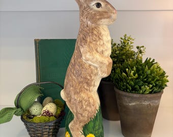 Vintage Inspired Chalkware Rabbit. Handcrafted USA.