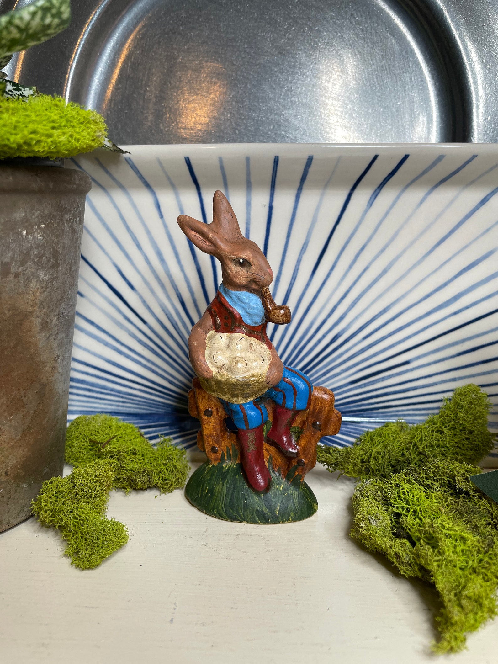 On the Fence. Chalkware Bunny/rabbit - Etsy