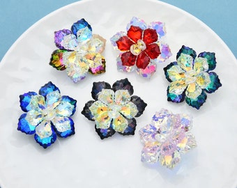 Crystal Flower Brooch For Women Men Suit Shirt Collar Hat Jacket Lapel Pin Crystal Brooch Pin Party Wedding Jewelry Women Accessories Gifts