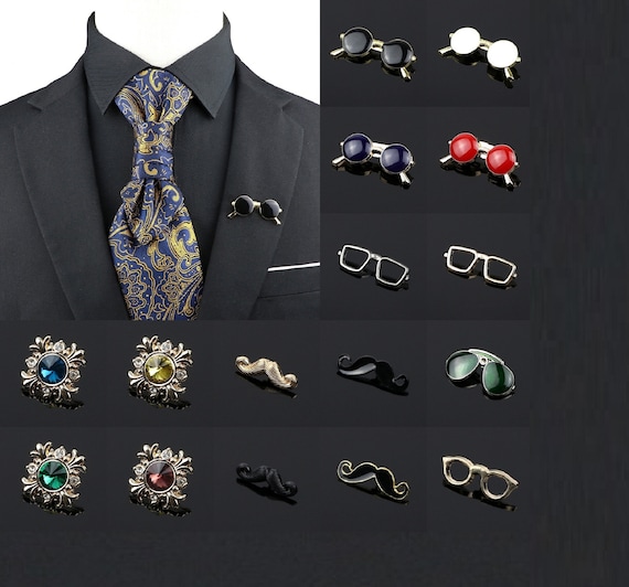 Men's Gentleman Tassel Brooch For Men Suit Shirt Collar Jacket Lapel Pin Sunglasses Mustache Beard Wedding Dinner Accessories Party Gifts