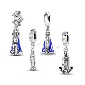 Dijes de la Virgen de Guadalupe para pulsera, dije de la Virgen de Guadalupe, dije de la Madre de Jesús, dijes de plata de ley para pulsera Pandora