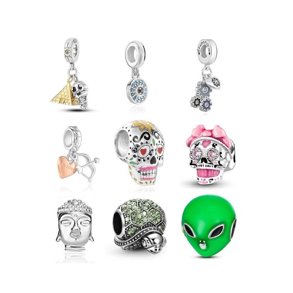 Halloween Skeleton Mummy Charms for Bracelet, Pyramid & Buddha Charm, Turtle Charms, Sterling Silver Charms Fits European Pandora Bracelet