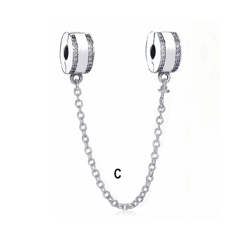 Veiligheidsketting charme past op Pandora armbandbedels, roségouden bedel voor armband, 925 sterling zilveren bedels, damessieradengeschenken afbeelding 4
