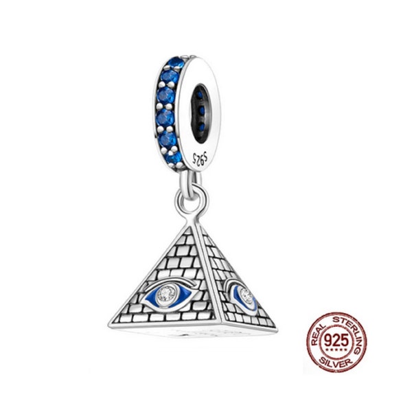 Egypt Pyramid Charms for Bracelet Charm, Demon Evil Eye Charms, 925 Sterling Silver Charms, Dangle Charms Fits Pandora Bracelet Charm