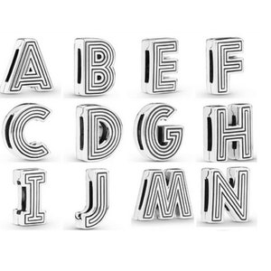 Pingente de alfabeto Reflexions A-Z com 26 letras, pingente de clipe para pulseira, pingente de malha Reflections, prata esterlina compatível com pulseiras Pandora