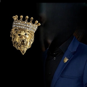 Retro Lion Head Tassel Animal Brooch For Men, Suit Shirt Jacket Collar Lapel Pin, Gifts For Man, Men&#39;s Wedding Jewellery Fashion Accessory