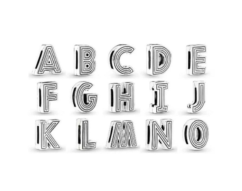 Reflexions Alphabet Charms A-Z 26 Letter Clip Charm Stopper Beads, Reflections Mesh Pulsera Charm, Plata de ley se adapta a pulseras Pandora imagen 2