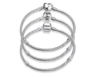 Moments Mesh Bracelet for pandora charms, Heart Clasp Charm Bracelet, Snake Chain Bracelet For Women, Sliver Bracelet, Gift for her