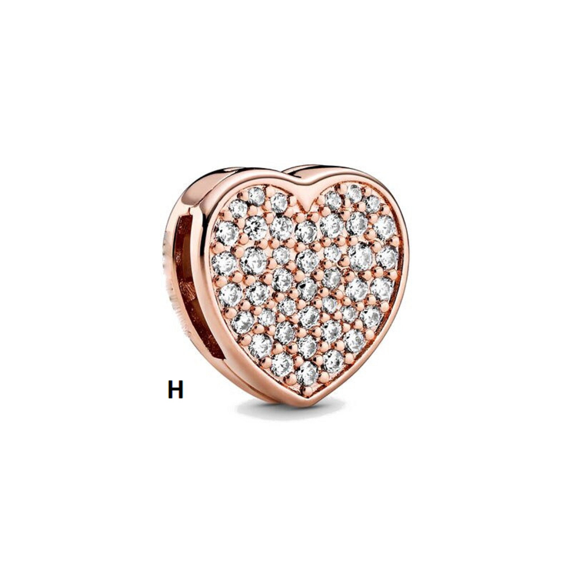 Rose Gold Mesh Reflexions Bracelet Charm, Heart Love Clip Charms 