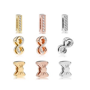 Golden Mesh Bracelet Charms Reflexions Charm Clip Charm Timeless Infinity Love Charms, Silver Charms Fits Pandora Bracelet Reflections Charm