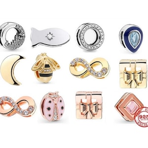 Rose Gold Mesh Reflexions Bracelet Charm, Butterfly Love Clip Charms, Reflections Charm, Sterling Silver fits Pandora Bracelet Charm Gifts