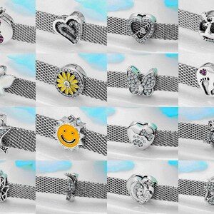 Mesh Reflexions Bracelet Charm, Butterfly Daisy Flower Clip Charms, Reflections Charm, Sterling Silver fits for Pandora Bracelet Charm Gifts