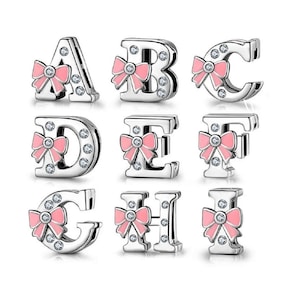 Encanto de pulsera de malla Reflexions, encantos de clip de letra A a I, encanto de pulsera de reflejos, plata de ley se adapta a regalos de encanto de pulsera Pandora