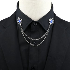 Tassel Brooch For Men, Suit Shirt Jacket Collar Pin, Rhinestone Crystal Cross Chain Gifts For Man, Men Jewellery Accessory Wedding Groomsmen